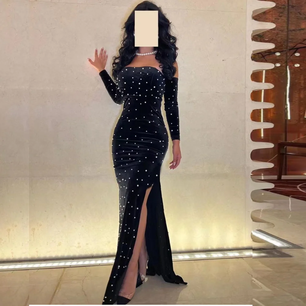 Welove Black Velvet Evening Dress With Jacket Prom Dresses Long Sleeve Mermaid 2023 Pearls Formal Prom Gown Side Slit Elegant
Welove Black Velvet Evening Dress With Jacket Prom Dresses Long Sleeve Mermaid 2023 Pearls Formal Prom Gown Side Slit Elegant