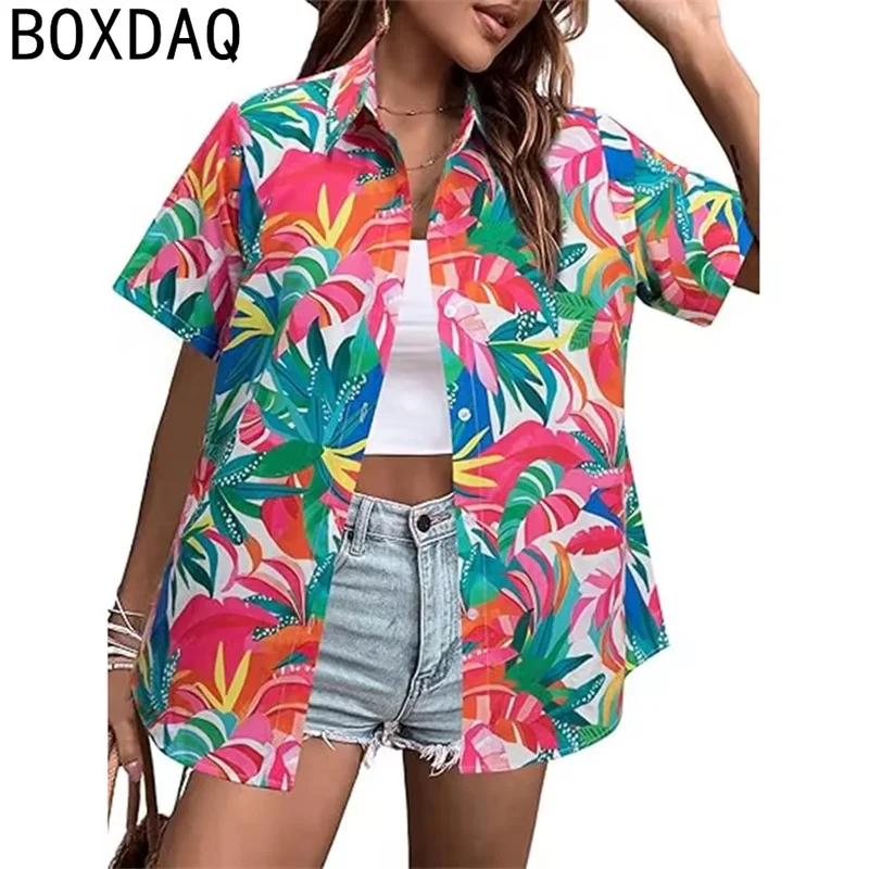 Tropical Coconut Tree Print Women's Hawaii Style Shirt Summer Lapel Short Sleeve Single Breasted Casual Personalized Shirt Tops
Tropical Coconut Tree Print Women's Hawaii Style Shirt Summer Lapel Short Sleeve Single Breasted Casual Personalized Shirt Tops