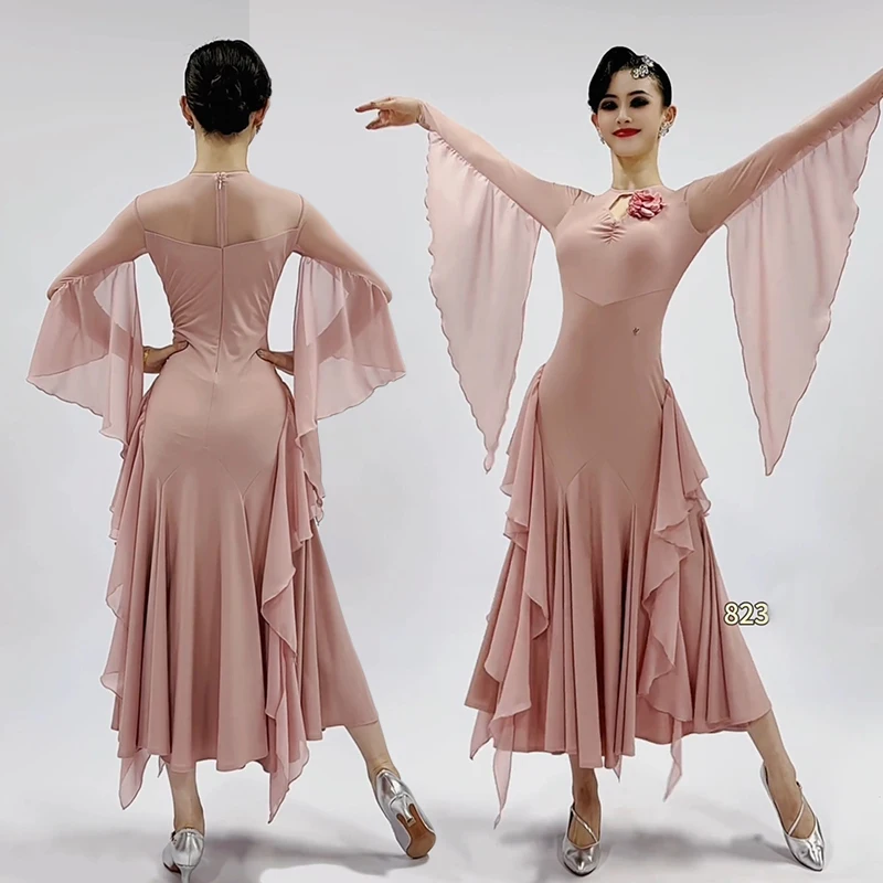 Pink Ballroom Dance Dresses Women Waltz Competition Stage Wear Lady Long Sleeve Standard Dance Performance Dress Customized 2060
Pink Ballroom Dance Dresses Women Waltz Competition Stage Wear Lady Long Sleeve Standard Dance Performance Dress Customized 2060