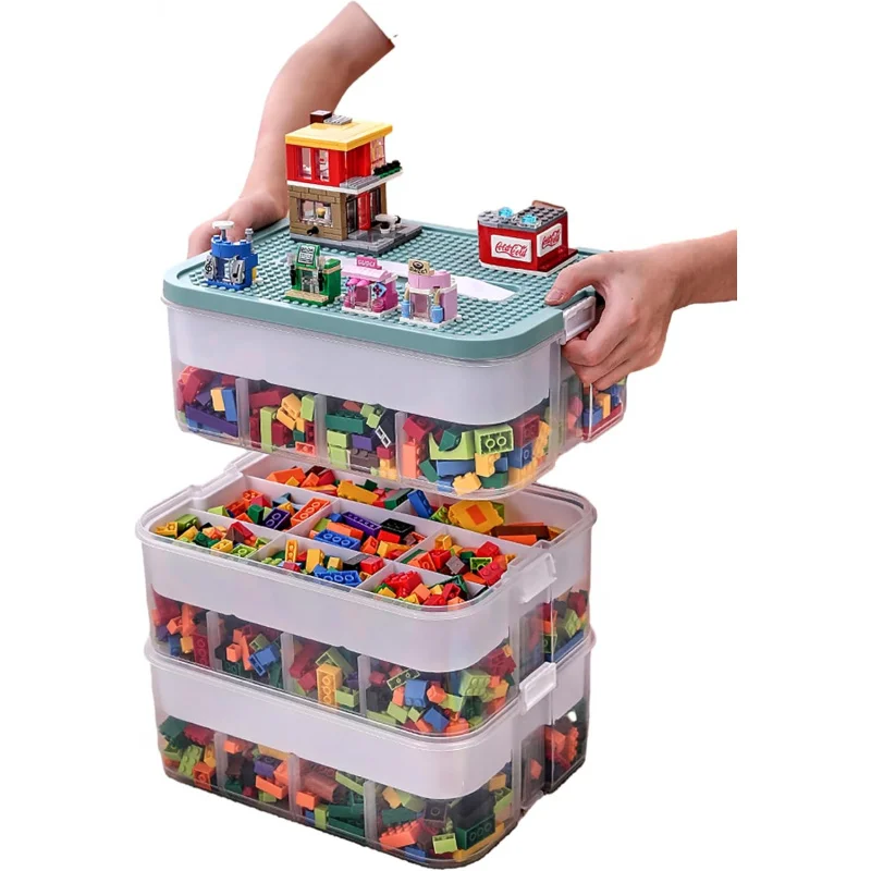 3-Layer Stackable Plastic Toy Storage Organizer w/Lids - Adjustable Compartments Case for Kids Building Blocks
3-Layer Stackable Plastic Toy Storage Organizer w/Lids - Adjustable Compartments Case for Kids Building Blocks