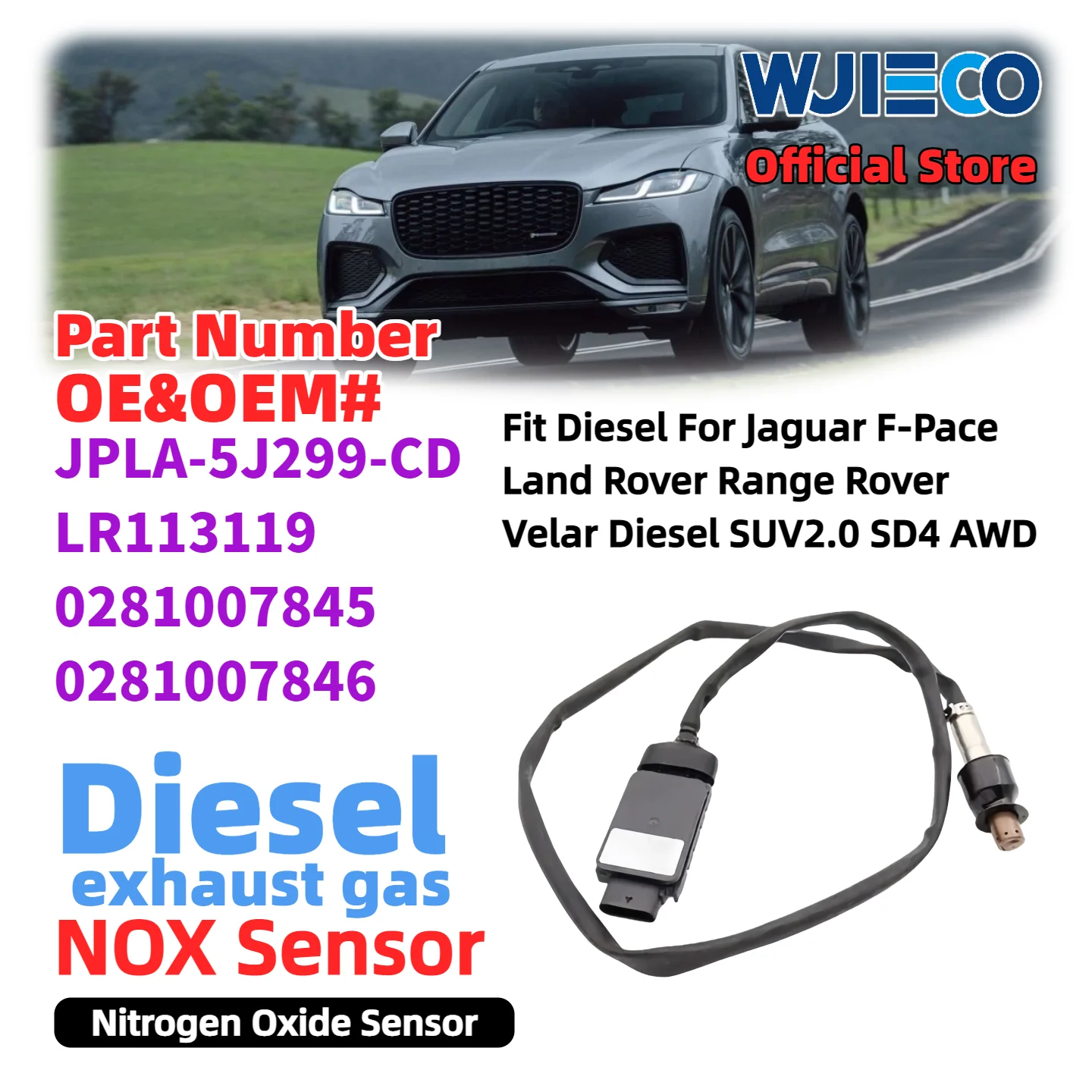 Датчик оксида азота WJIECO JPLA-5J299-CD LR113119 0281007845 0281007846 Датчик NOX для Jaguar F-Pace Land Rover Range Rover
Датчик оксида азота WJIECO JPLA-5J299-CD LR113119 0281007845 0281007846 Датчик NOX для Jaguar F-Pace Land Rover Range Rover