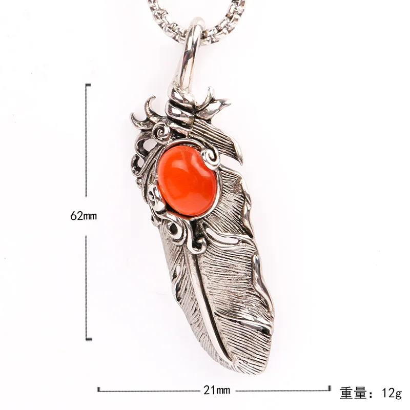 European and American fashion personality men's red gemstone feather stainless steel necklace
European and American fashion personality men's red gemstone feather stainless steel necklace