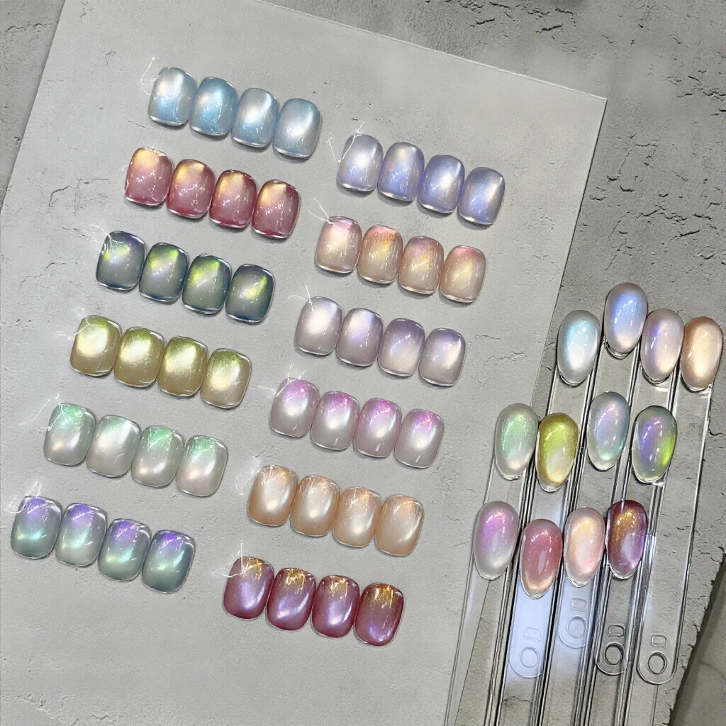 12 Colors Aurora Cat Eye Magnetic Nail Gel Iridescent Light Gradient Effect Soak Off UV LED Long Lasting Shine for Manicure
12 Colors Aurora Cat Eye Magnetic Nail Gel Iridescent Light Gradient Effect Soak Off UV LED Long Lasting Shine for Manicure
