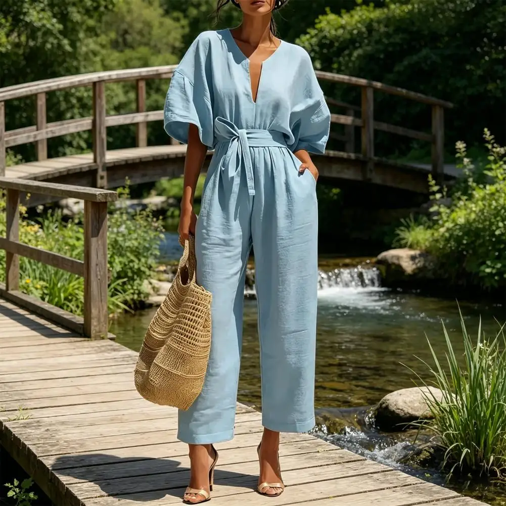 Women Solid High Waist Draped Jumpsuits Woman 2026 Spring V Neck Wide Leg Trousers Overalls Casual Half Sleeve Rompers Outfit
Women Solid High Waist Draped Jumpsuits Woman 2026 Spring V Neck Wide Leg Trousers Overalls Casual Half Sleeve Rompers Outfit