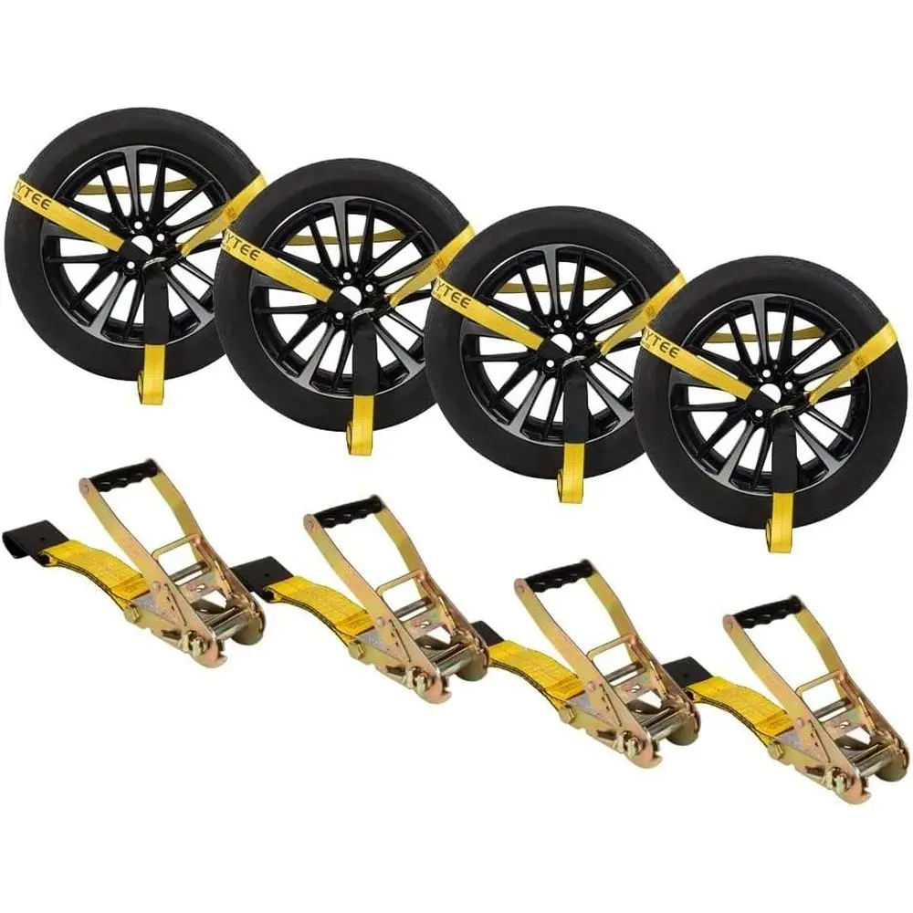 4-Pack 2 x 120 Car Trailer Tie Down Straps with Lat Hook - 3333 LB WLL Lasso Style Tire Straps for Vehicle Hauling
4-Pack 2 x 120 Car Trailer Tie Down Straps with Lat Hook - 3333 LB WLL Lasso Style Tire Straps for Vehicle Hauling