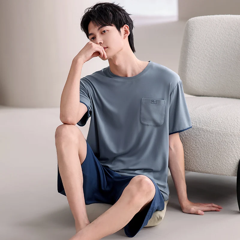 Summer Soft Modal Pajamas Men Short-sleeved Short Pants Sleepwear Pijamas Hombre Homme Nightwear Solid Color Pyjamas Male L-4XL
Summer Soft Modal Pajamas Men Short-sleeved Short Pants Sleepwear Pijamas Hombre Homme Nightwear Solid Color Pyjamas Male L-4XL