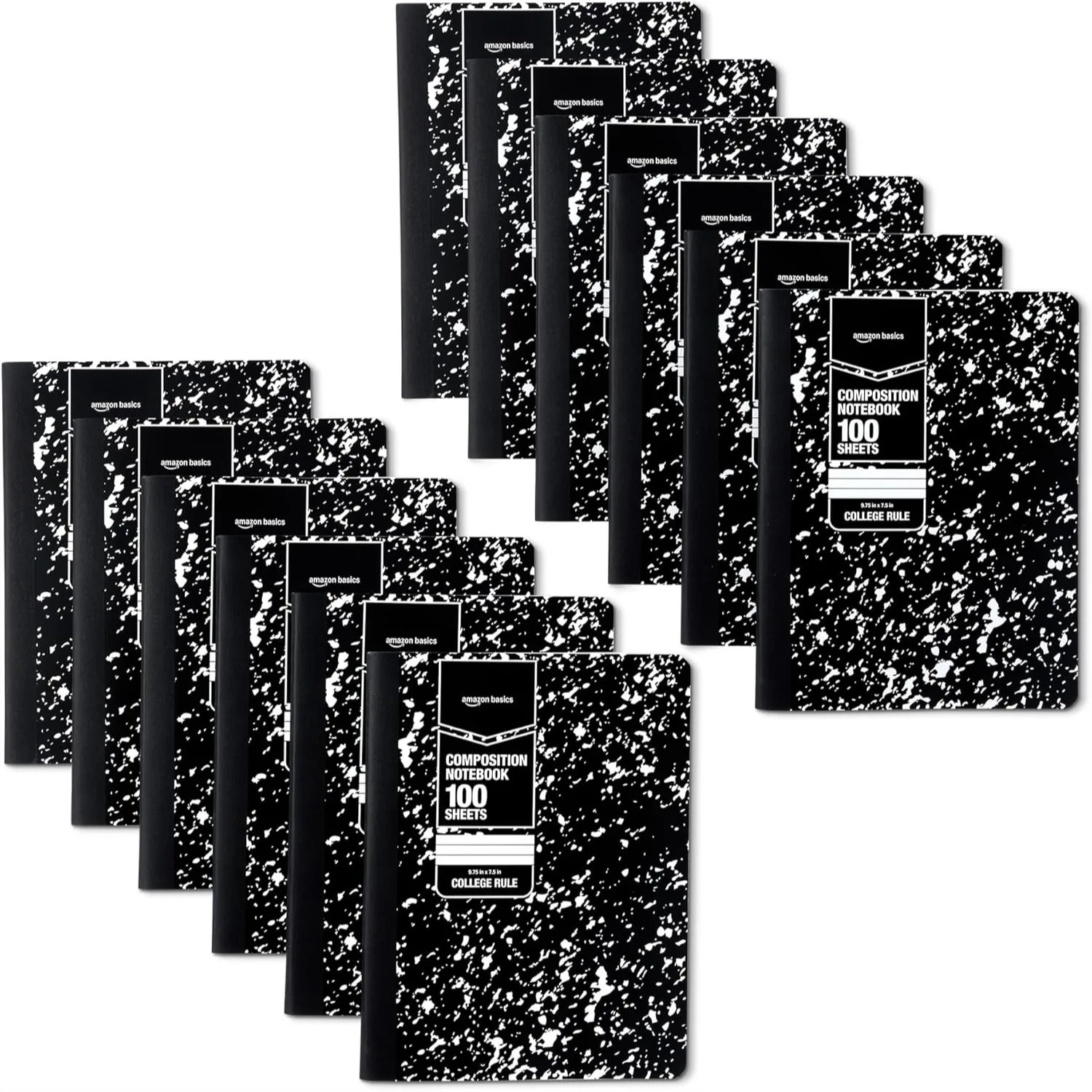 College Ruled Composition Notebooks 12-Pack with 100 Sheets Each, 9.75x7.5 Inches, Sturdy Marble Black Covers for School Office
College Ruled Composition Notebooks 12-Pack with 100 Sheets Each, 9.75x7.5 Inches, Sturdy Marble Black Covers for School Office