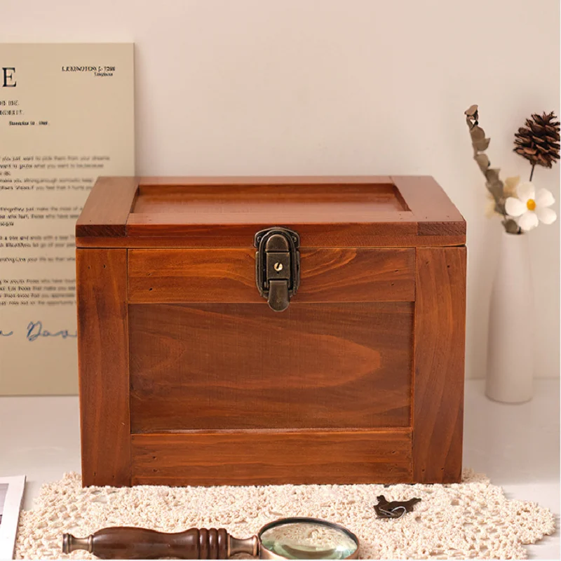 Vintage wooden desktop with lock storage box with lid dustproof certificate antique storage box Cosmetics and sundry storage box
Vintage wooden desktop with lock storage box with lid dustproof certificate antique storage box Cosmetics and sundry storage box