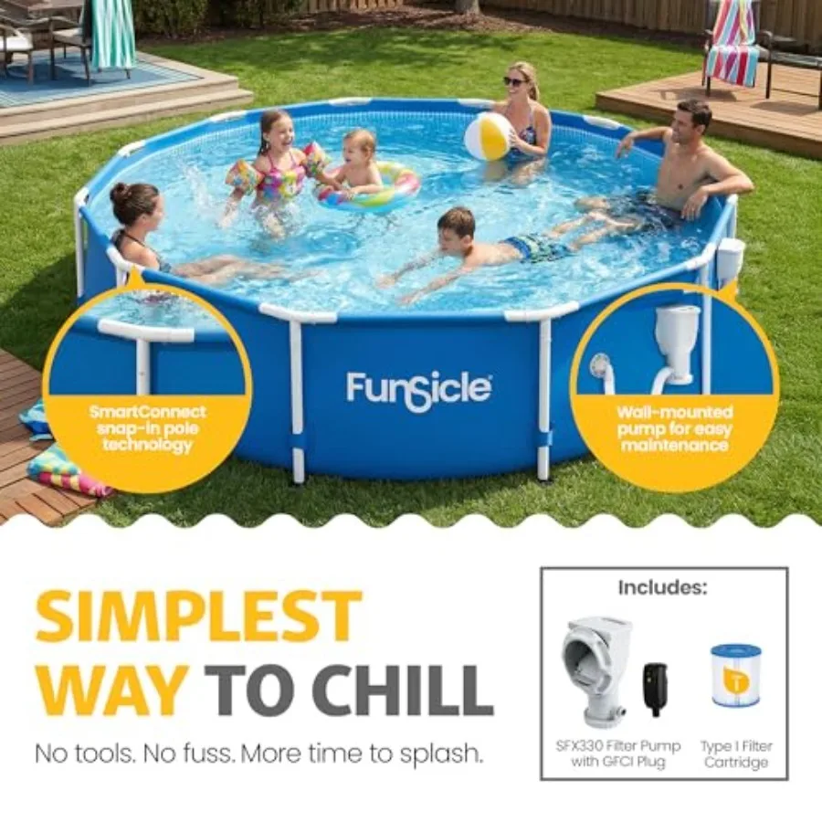 12' x 30" Round Above Ground Swimming Pool, Includes FiltraBoost 400 GPH Filter Pump with AutoSkimmer, Type I Filter Cartridge
12' x 30" Round Above Ground Swimming Pool, Includes FiltraBoost 400 GPH Filter Pump with AutoSkimmer, Type I Filter Cartridge
