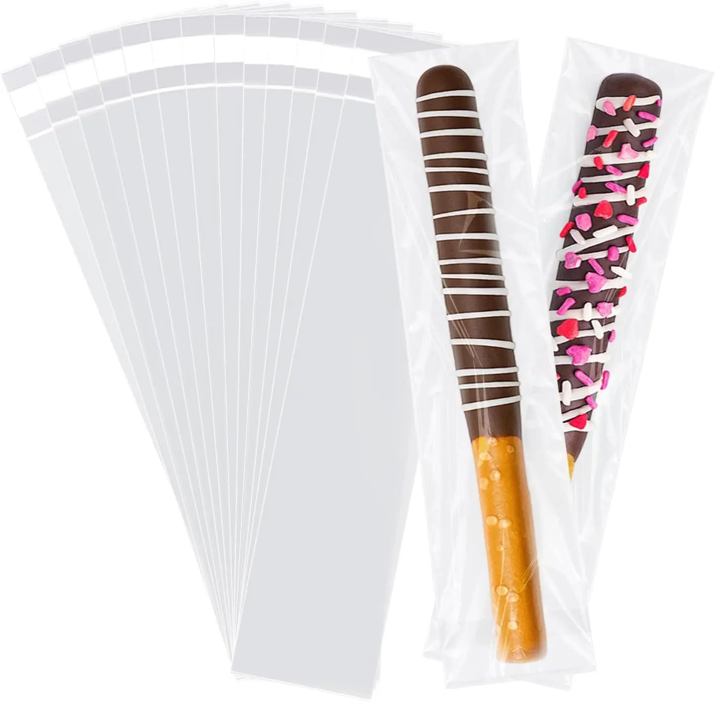 200 Pretzel Rod Bags 2x10 Inches Self Sealing Cellophane Treat Bags for Candy Snack Gift Giving Party Favors
200 Pretzel Rod Bags 2x10 Inches Self Sealing Cellophane Treat Bags for Candy Snack Gift Giving Party Favors