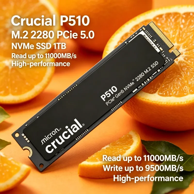 Crucial P510 1TB PCIe 5.0 NVMe M.2 2280 SSD, 11000MB/s Read, 9500MB/s Write, High Performance Drive Upgraded from P3 Plus
Crucial P510 1TB PCIe 5.0 NVMe M.2 2280 SSD, 11000MB/s Read, 9500MB/s Write, High Performance Drive Upgraded from P3 Plus