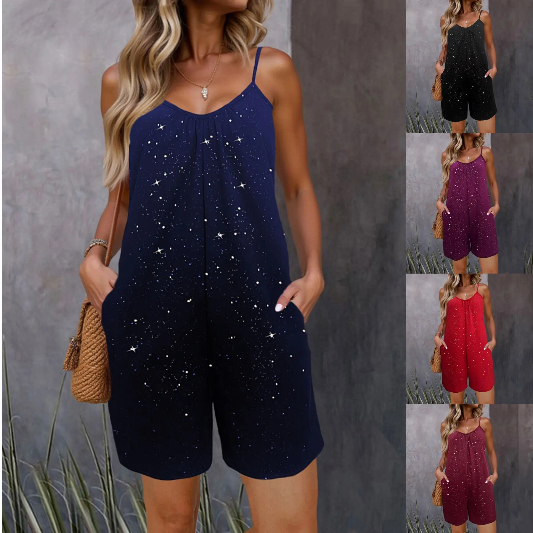 Women's Summer Casual Camisole Jumpsuit Vacation Loose Shorts For Women Jumpsuit Short Macaquinho Feminino Curto
Women's Summer Casual Camisole Jumpsuit Vacation Loose Shorts For Women Jumpsuit Short Macaquinho Feminino Curto
