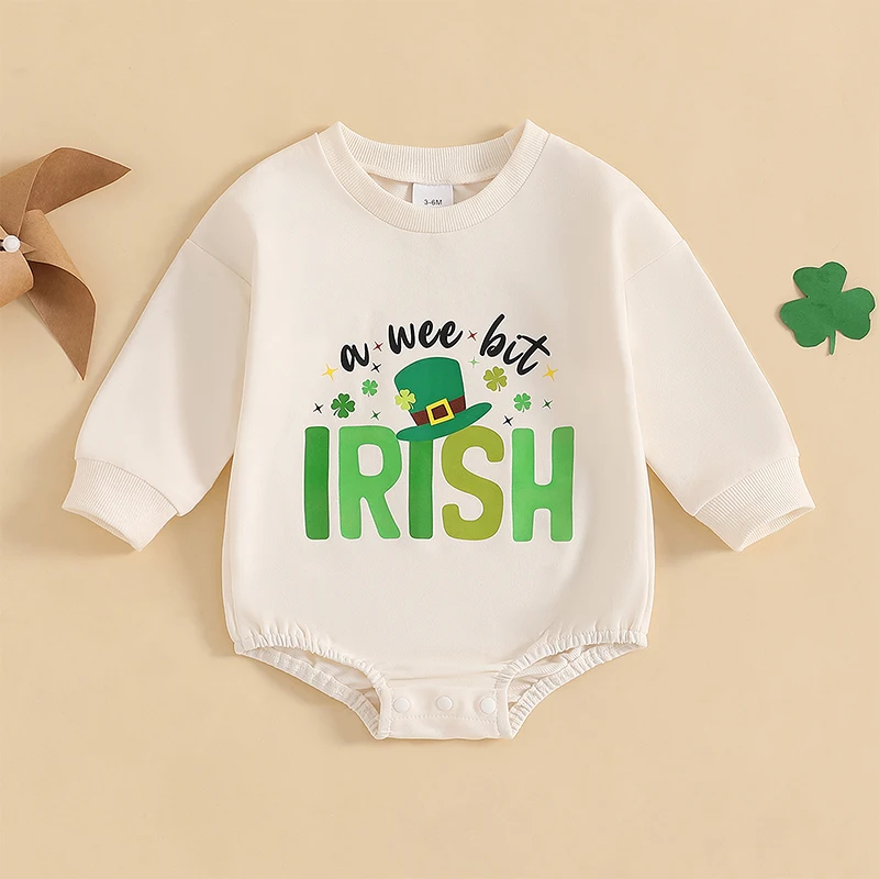 Toddler Baby Girls Boys Sweatshirts Rompers Ireland Festival Clothes Letter Clover Print Long Sleeve Fall Bodysuits Jumpsuits
Toddler Baby Girls Boys Sweatshirts Rompers Ireland Festival Clothes Letter Clover Print Long Sleeve Fall Bodysuits Jumpsuits