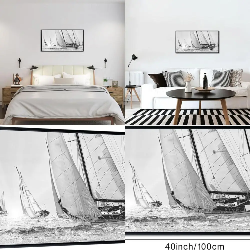 Vintage Sailboat Seascape Canvas Art - Black & White Coastal Scene with Floater Frame, 20x40 for Home or Office
Vintage Sailboat Seascape Canvas Art - Black & White Coastal Scene with Floater Frame, 20x40 for Home or Office