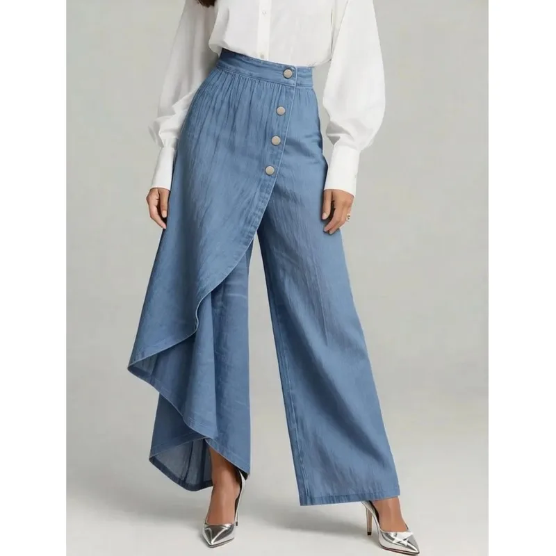 Spring Summer Fashion Long Pants New Style Long Hem Solid Color Casual Button Trousers Elegnat Holiday Party Casual Pants
Spring Summer Fashion Long Pants New Style Long Hem Solid Color Casual Button Trousers Elegnat Holiday Party Casual Pants