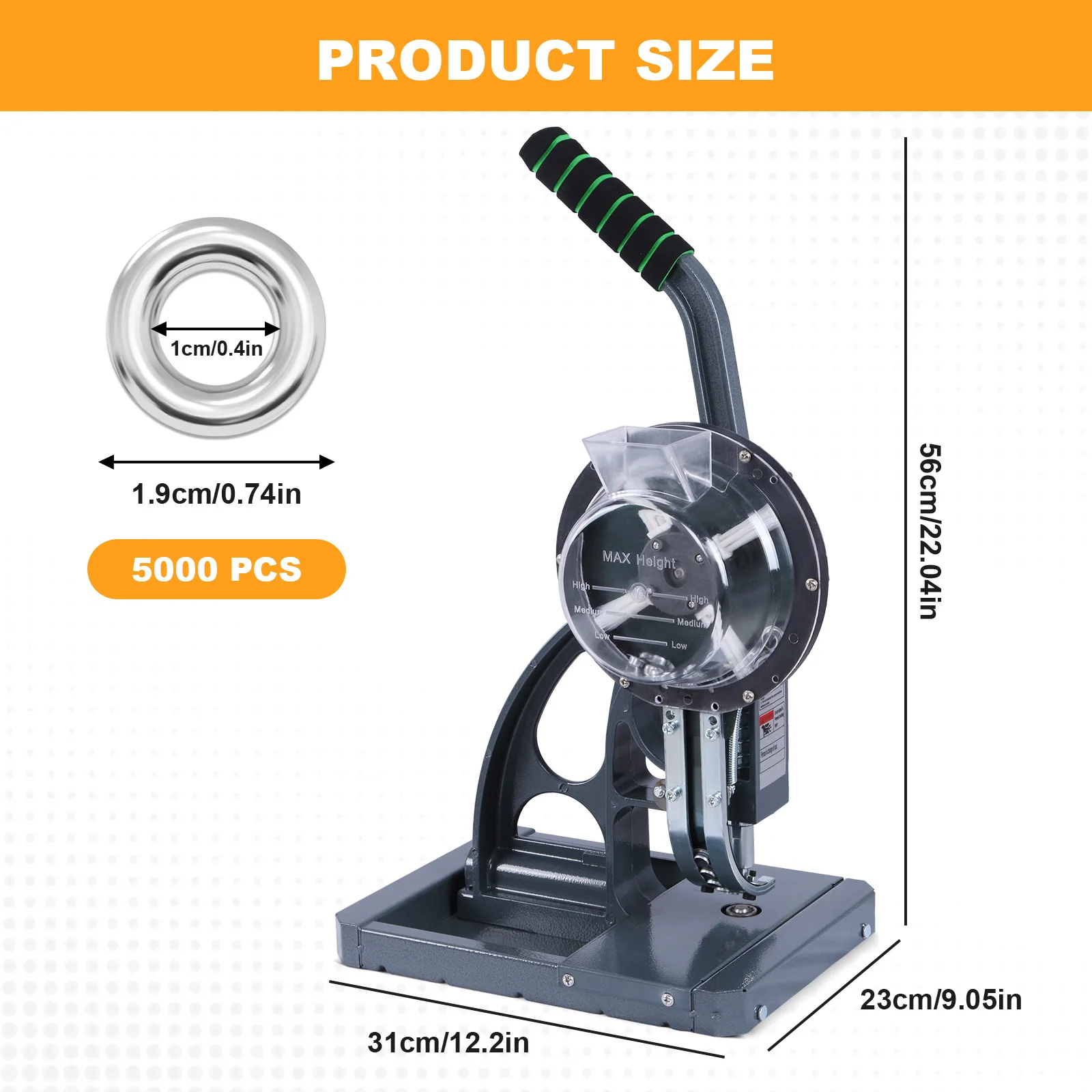 Semi Automatic Eyelet Press Machine with 5000Pcs Metal Eyelets Buckle Making Machine 10mm for Fabric Curtains Kit Banners Poster
Semi Automatic Eyelet Press Machine with 5000Pcs Metal Eyelets Buckle Making Machine 10mm for Fabric Curtains Kit Banners Poster