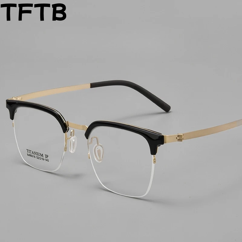 TFTB Men's Fashion Half Frame Glasses TR90 Flexible Alloy Eyewear Busines Ultralight Optical Prescription Eyeglasses Frame 141mm
TFTB Men's Fashion Half Frame Glasses TR90 Flexible Alloy Eyewear Busines Ultralight Optical Prescription Eyeglasses Frame 141mm