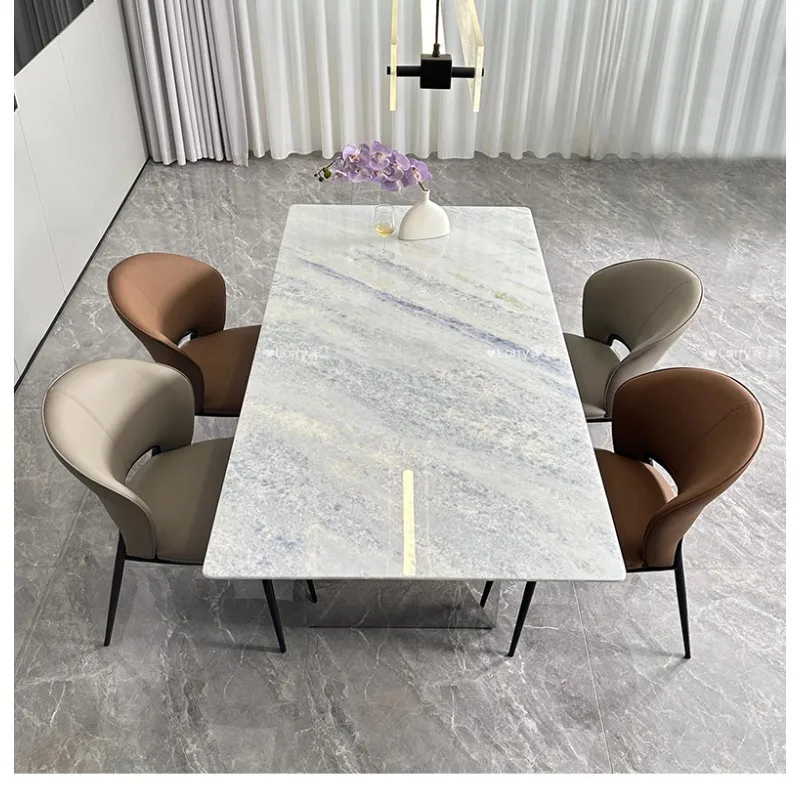 Italian light luxury blue crystal natural luxury stone dining table and chair combination rectangular marble high-end villa
Italian light luxury blue crystal natural luxury stone dining table and chair combination rectangular marble high-end villa