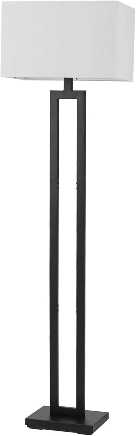58" Modern Floor Lamp with Geometric Cutout Design, Matte Black Finish & White Linen Shade, E26 Base for Living Room or Bedroom
58" Modern Floor Lamp with Geometric Cutout Design, Matte Black Finish & White Linen Shade, E26 Base for Living Room or Bedroom
