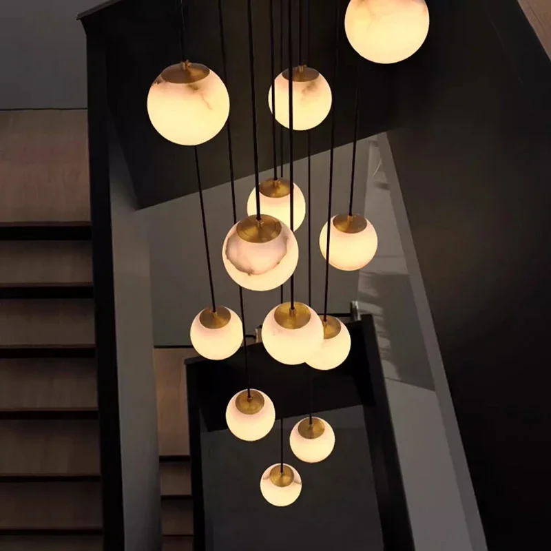 Stairs, modern Nordic marble pendant lights, attic duplex living room lights, hotel lobby long pendant lights, home decor
Stairs, modern Nordic marble pendant lights, attic duplex living room lights, hotel lobby long pendant lights, home decor