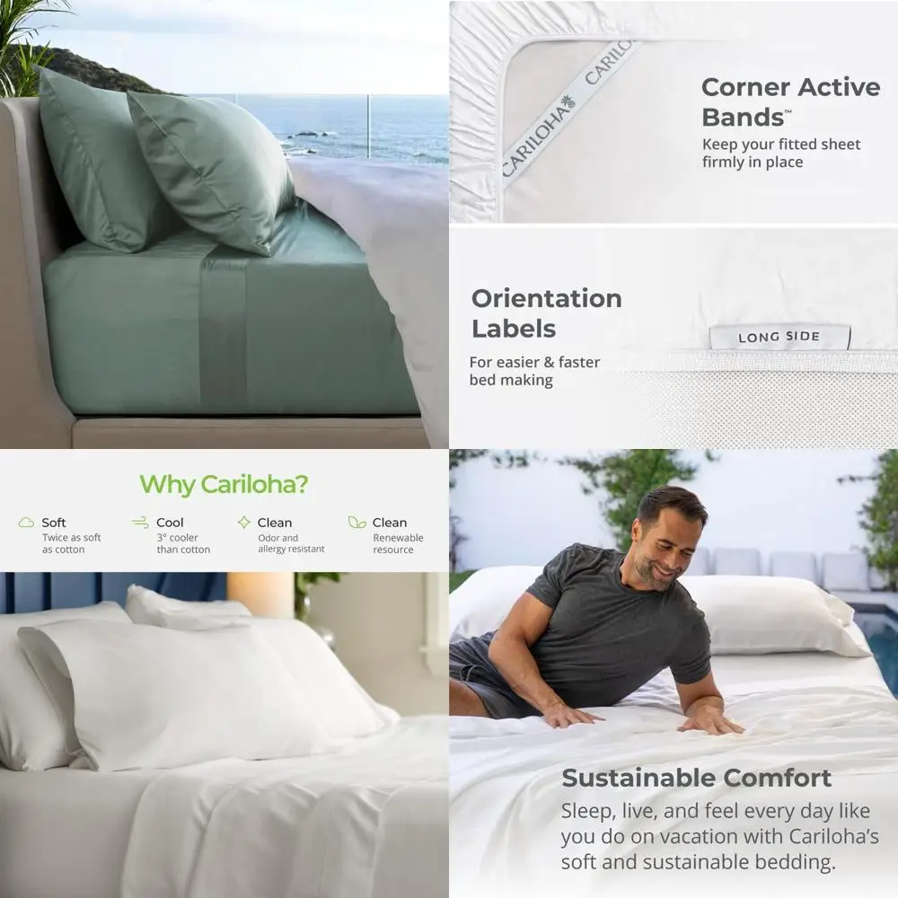 Коллекция Cariloha Resort, 4 предмета, сатиновые простыни в океанском тумане для Cal King — вискозная ткань с охлаждением и терморегулировкой
Коллекция Cariloha Resort, 4 предмета, сатиновые простыни в океанском тумане для Cal King — вискозная ткань с охлаждением и терморегулировкой