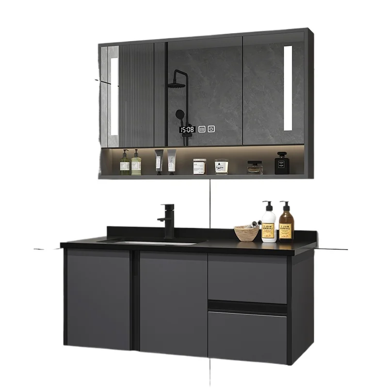 Stone bathroom cabinet combination wall mounted smart mirror, minimalist washbasin
Stone bathroom cabinet combination wall mounted smart mirror, minimalist washbasin