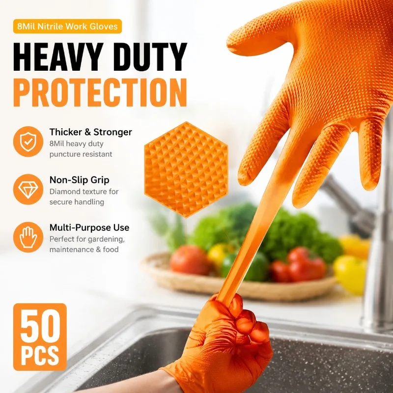 Orange Disposable Nitrile Gloves Thickened Wear Resistant Auto Repair Work Mittens Oil Proof Flexible Touch Sensitive Garage
Orange Disposable Nitrile Gloves Thickened Wear Resistant Auto Repair Work Mittens Oil Proof Flexible Touch Sensitive Garage