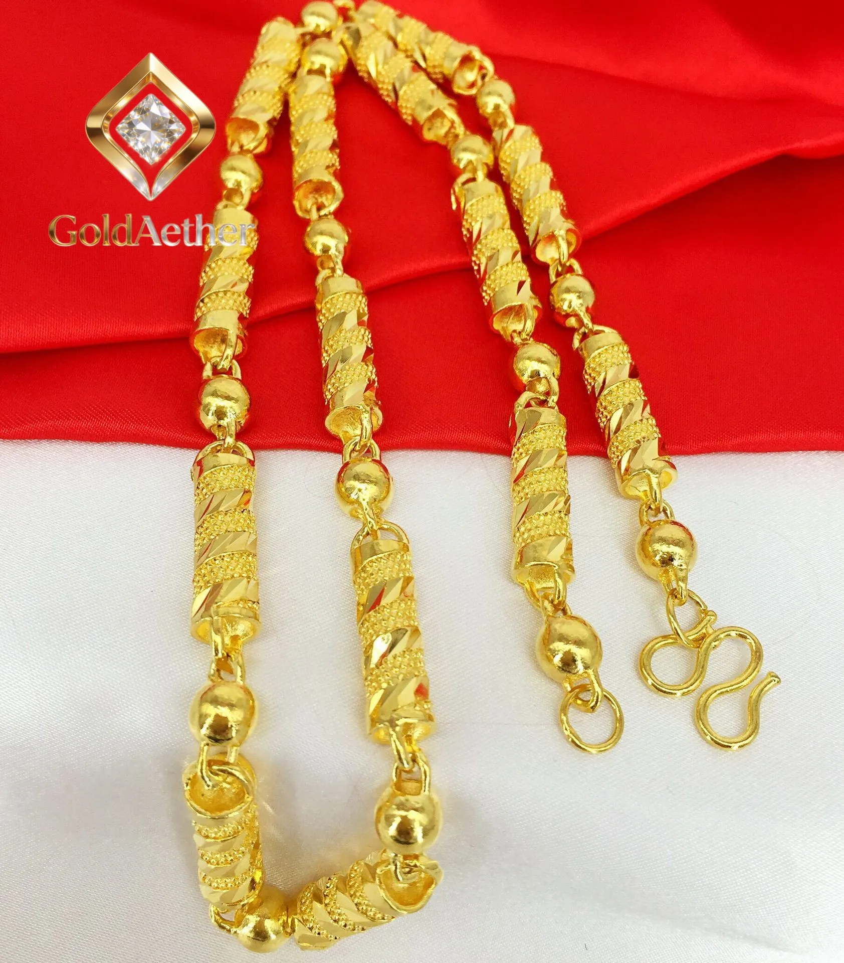 GoldNouveau Men's 24K Gold AU999 Hollow Cylindrical Necklace | Magnetic detachable charm with inscriptions, imposing for banquet
GoldNouveau Men's 24K Gold AU999 Hollow Cylindrical Necklace | Magnetic detachable charm with inscriptions, imposing for banquet