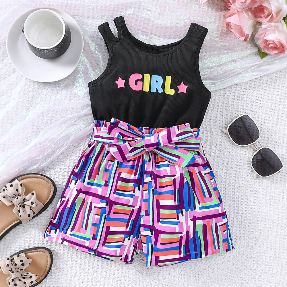 2024 Summer Child Clothes Sets Sleeveless O Neck Letter Tops Striped Shorts 2 Piece Sets Designer Girls Clothes Sets 8-12T
2024 Summer Child Clothes Sets Sleeveless O Neck Letter Tops Striped Shorts 2 Piece Sets Designer Girls Clothes Sets 8-12T