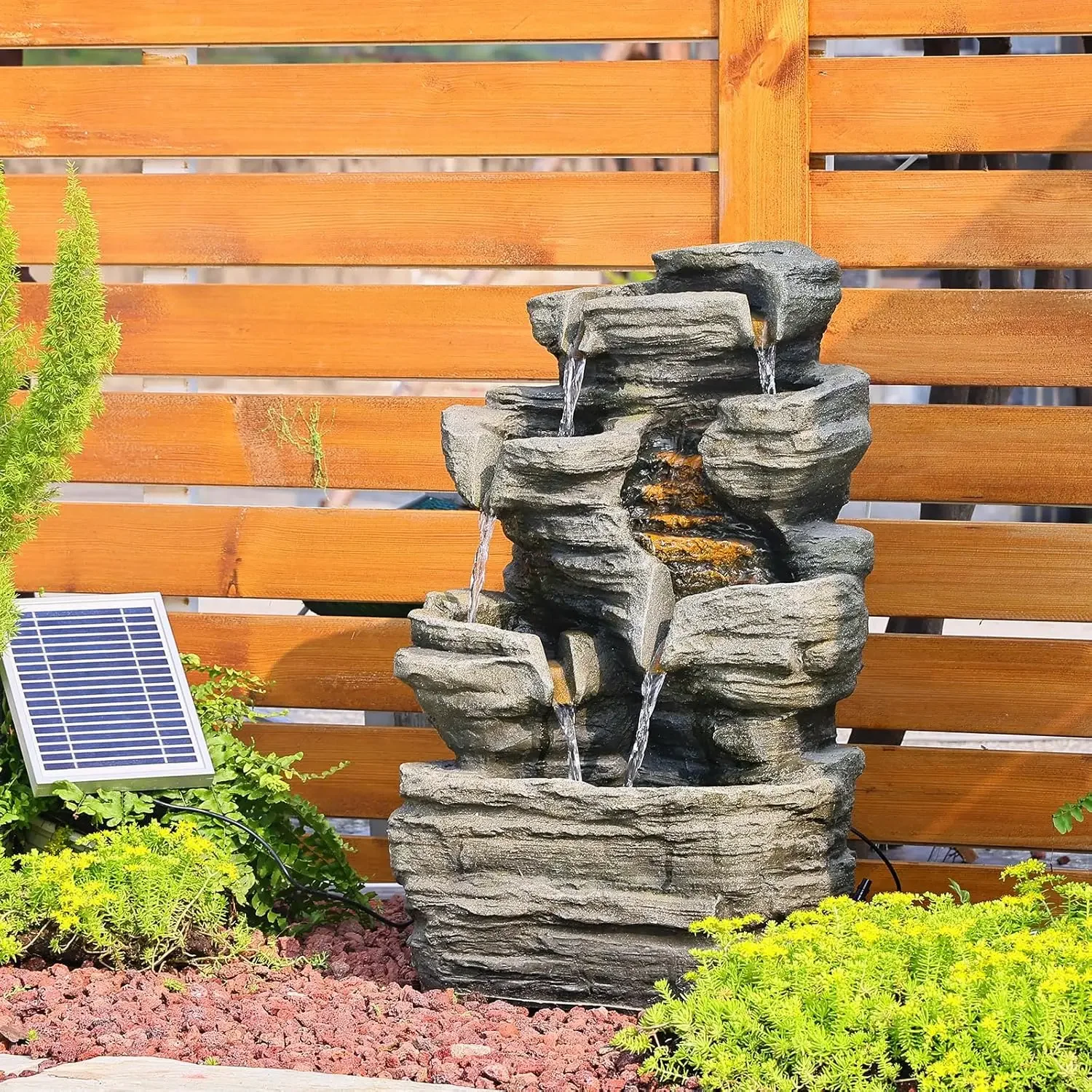 6 Tier Cascading Rock Solar Water Fountain Outdoor Garden Waterfall Decor for Garden, Patio, Backyard, Deck, Porch and Home Art
6 Tier Cascading Rock Solar Water Fountain Outdoor Garden Waterfall Decor for Garden, Patio, Backyard, Deck, Porch and Home Art