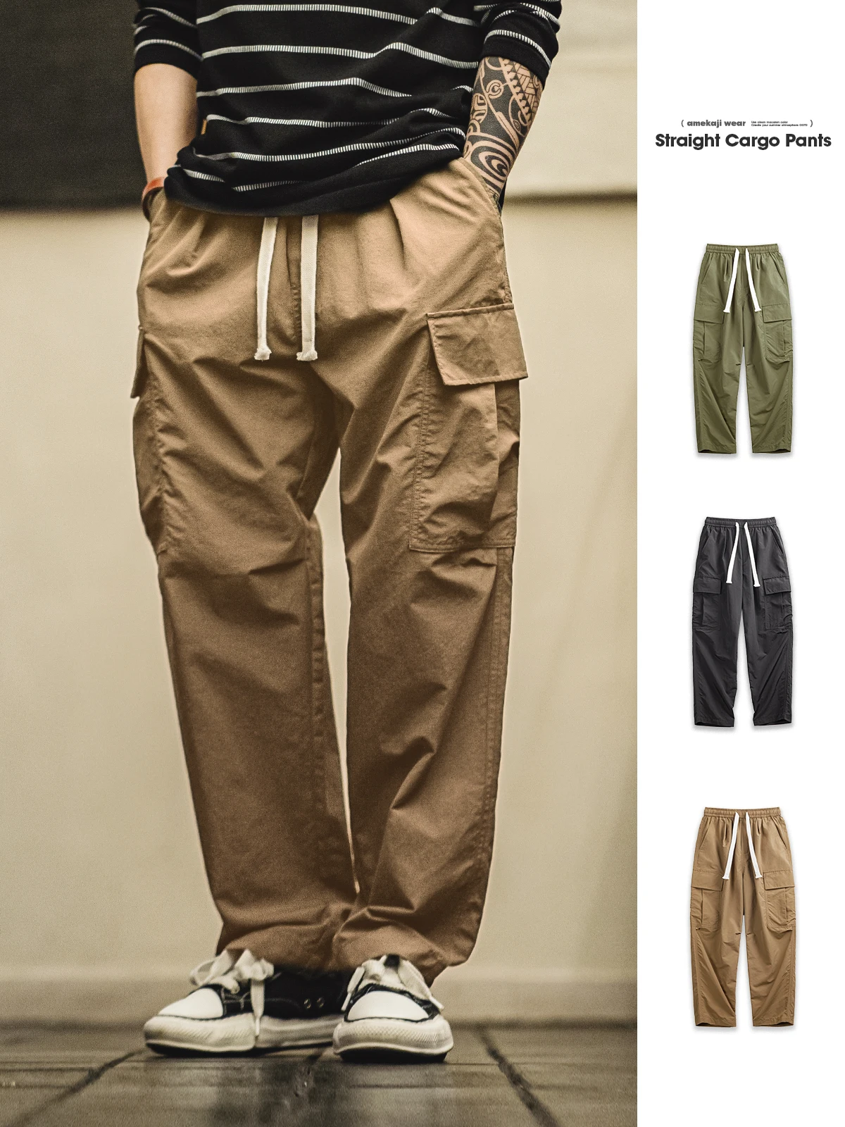 Maden Waterproof Outdoor Casual Pants Loose Straight Leg Thin Spring Autumn Men's Cargo orts Multi kets Youth Active Sle
Maden Waterproof Outdoor Casual Pants Loose Straight Leg Thin Spring Autumn Men's Cargo orts Multi kets Youth Active Sle