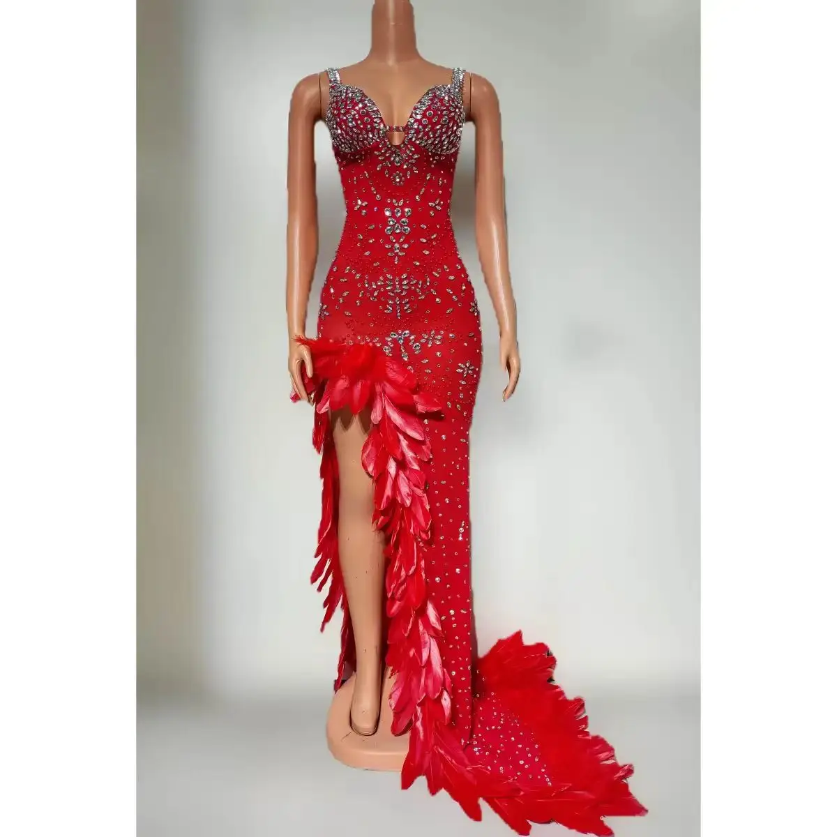Nightclub Bar DJ Female Singer Performance Costume Sexy Full Diamond Feather Slimming Split Skirt Dance Team Party Theme Show
Nightclub Bar DJ Female Singer Performance Costume Sexy Full Diamond Feather Slimming Split Skirt Dance Team Party Theme Show