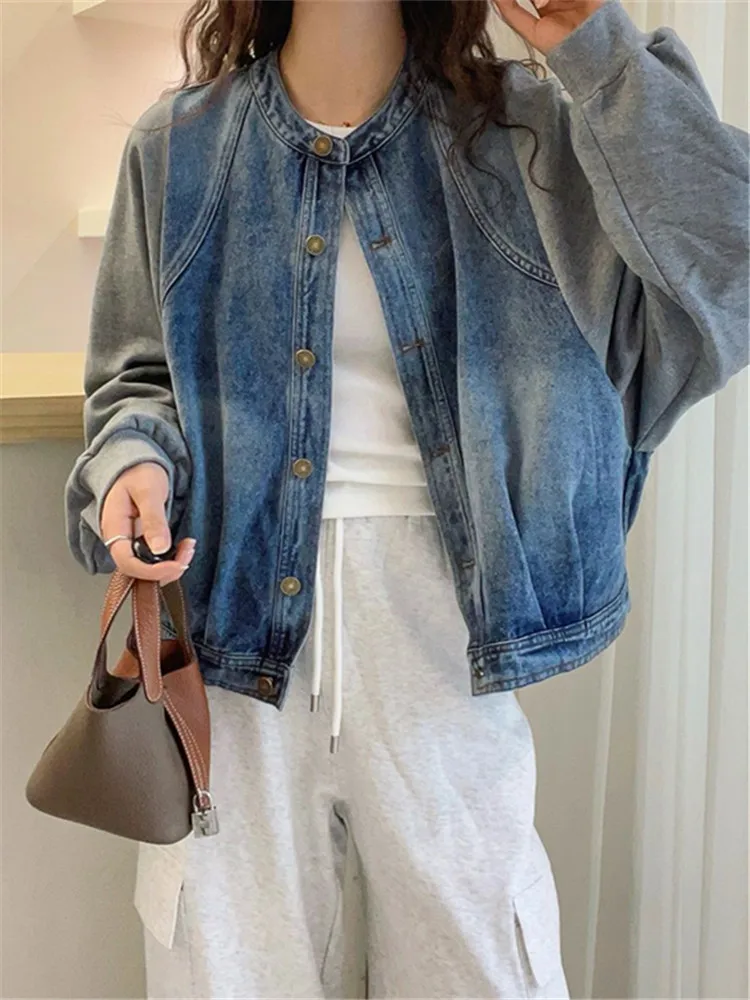 Harajuku Y2K Patchwork Denim Jacket Women O Neck Loose Casual Classic Coat Long Sleeve Single Breasted Rockabilly Baseball Coats
Harajuku Y2K Patchwork Denim Jacket Women O Neck Loose Casual Classic Coat Long Sleeve Single Breasted Rockabilly Baseball Coats