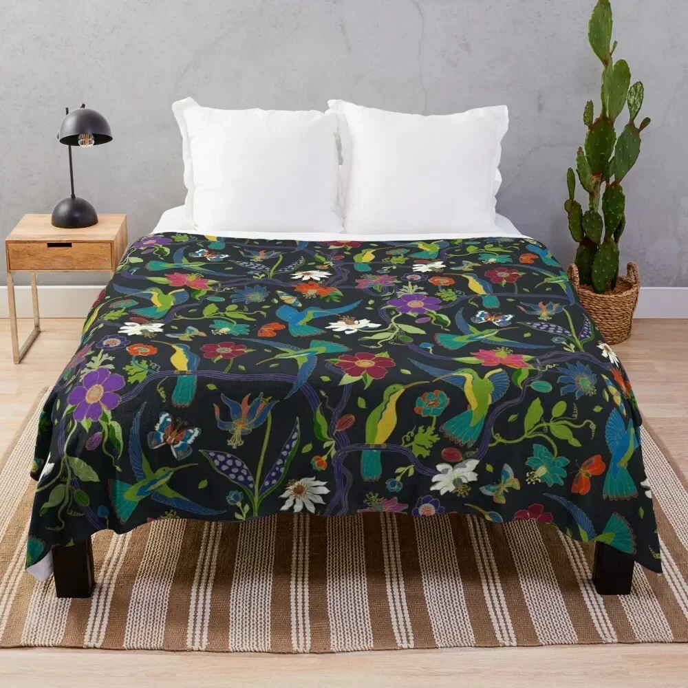 Hummingbirds and Passionflowers - Cloisonne on Black - pretty floral bird pattern by Cecca Designs Throw Blanket
Hummingbirds and Passionflowers - Cloisonne on Black - pretty floral bird pattern by Cecca Designs Throw Blanket