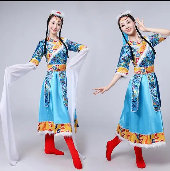 Chinese Water Sleeve Folk Dance Costumes Stage Performance Tibetan Women Classical Blue
Chinese Water Sleeve Folk Dance Costumes Stage Performance Tibetan Women Classical Blue