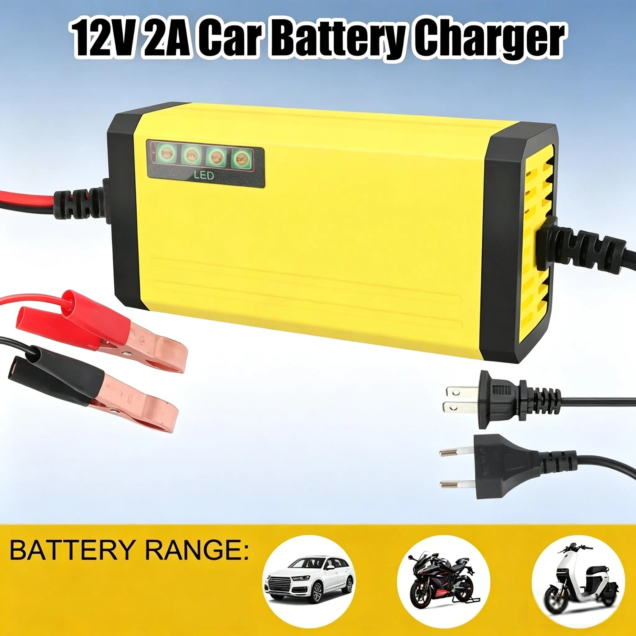 12V 2A Battery Charger 220V Pulse Repair LED Display For Wet Dry Lead Acid Car Motorcycle Truck Battery Charger
12V 2A Battery Charger 220V Pulse Repair LED Display For Wet Dry Lead Acid Car Motorcycle Truck Battery Charger