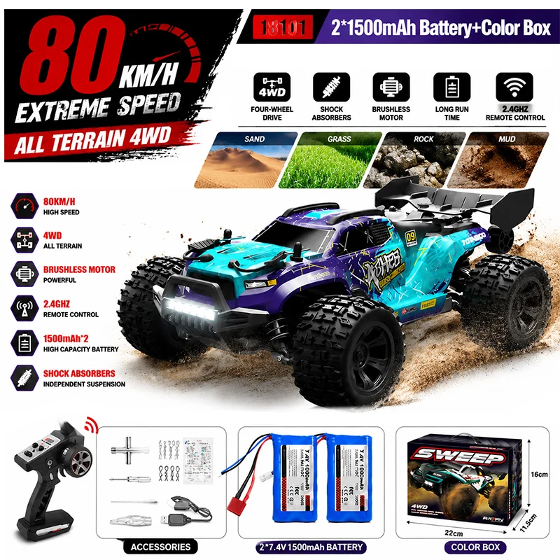 SCY 18101PRO 1:16 High Speed Off-road Drift Pickup Truck 80KM/H All Terrain Anti-collision RC Car Popular Toy Gift for Christmas
SCY 18101PRO 1:16 High Speed Off-road Drift Pickup Truck 80KM/H All Terrain Anti-collision RC Car Popular Toy Gift for Christmas