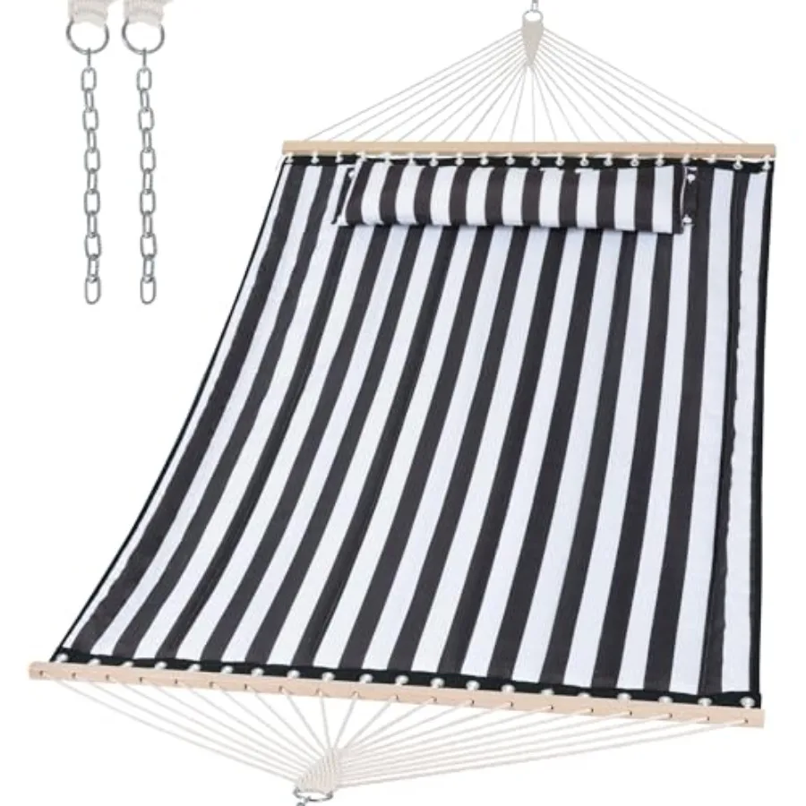 Double Quilted Hammock with Hardwood Spreader Bar, Extra Large Soft Pillow, Heavy Duty 2 Person Hammock for Indoor, Outdoor, Bl
Double Quilted Hammock with Hardwood Spreader Bar, Extra Large Soft Pillow, Heavy Duty 2 Person Hammock for Indoor, Outdoor, Bl