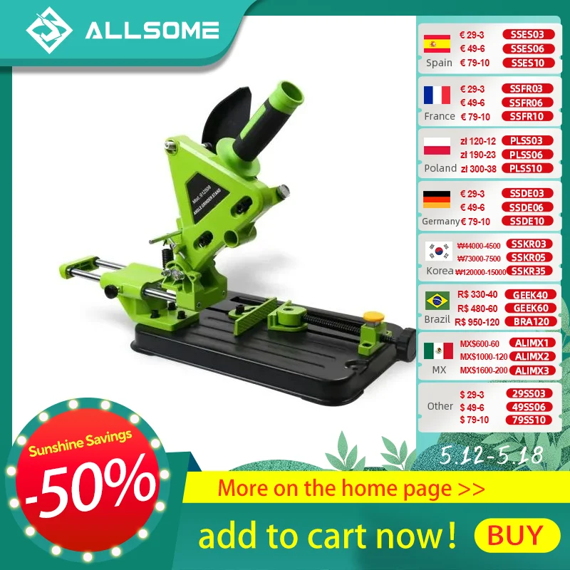 ALLSOME Angle Mill Support Grinder Holder Cutter Stand Bracket Holder Cutting Machine for 100/115/125mm Angle Grinder
ALLSOME Angle Mill Support Grinder Holder Cutter Stand Bracket Holder Cutting Machine for 100/115/125mm Angle Grinder