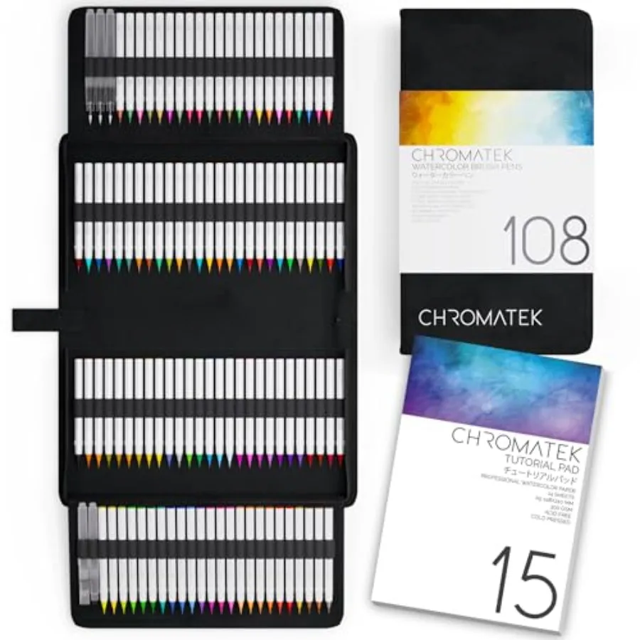 108 Watercolor Pens Set Including 15 Page Pad and Online Video Tutorial Series 5 Aquapens and 100 Unique Colors Real Brush Pens
108 Watercolor Pens Set Including 15 Page Pad and Online Video Tutorial Series 5 Aquapens and 100 Unique Colors Real Brush Pens