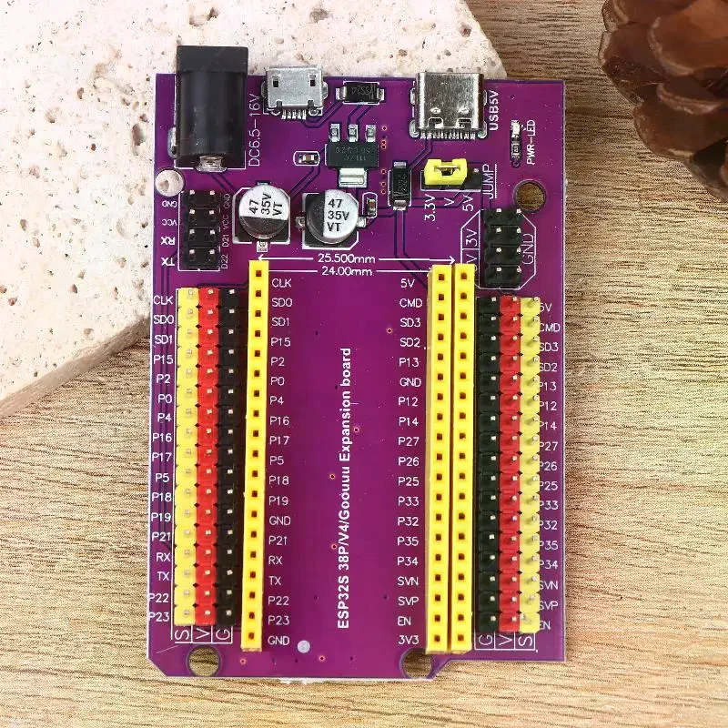 ESP32/ESP32-S Development Extension Board 38-Pin With Triple Power Input (Type-C/Micro USB/DC) For Stable DIY Applications
ESP32/ESP32-S Development Extension Board 38-Pin With Triple Power Input (Type-C/Micro USB/DC) For Stable DIY Applications