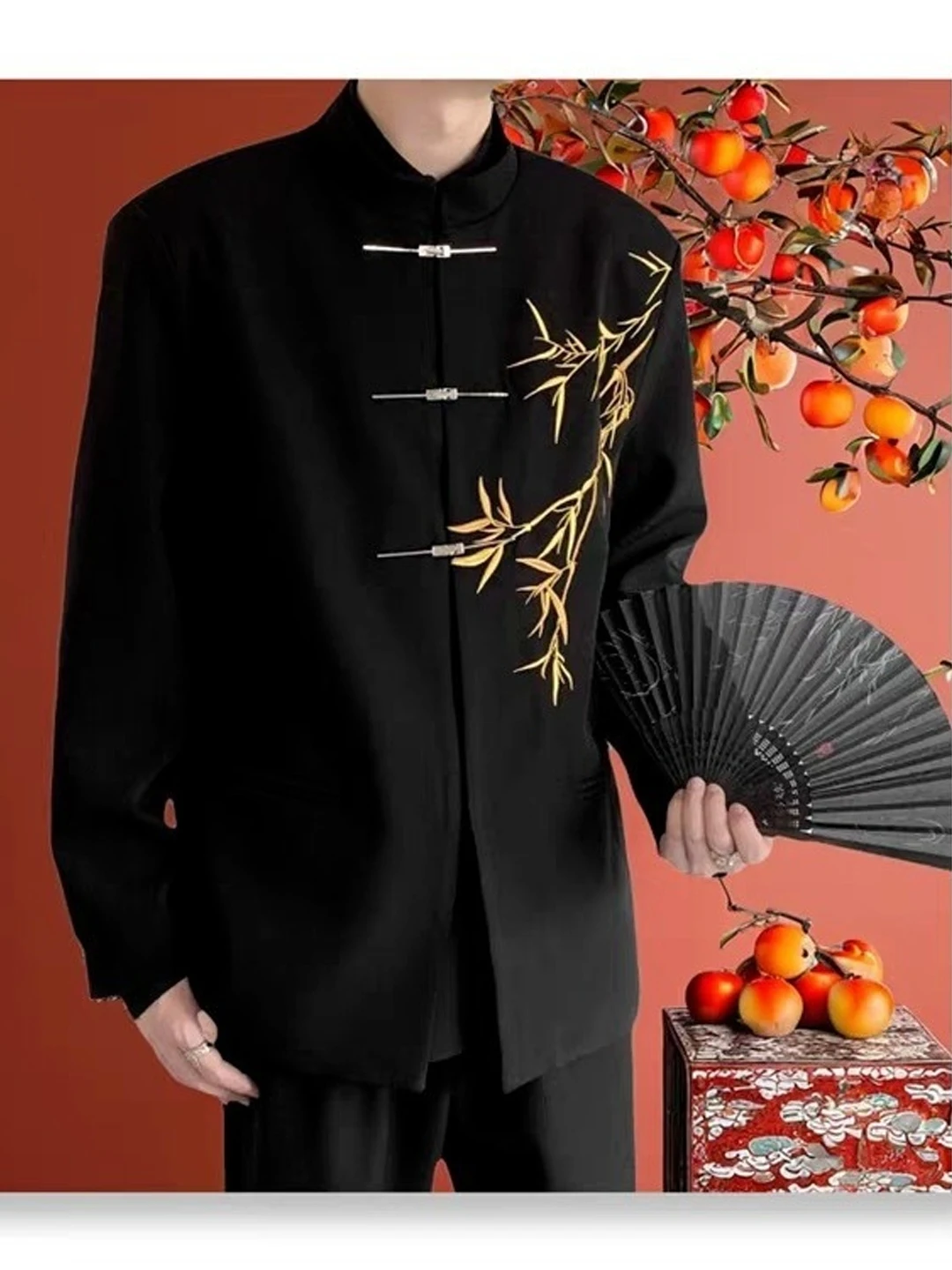 New Chinese Style Men's Casual Suit Jacket Embroidered Metal Button Zhongshan Coat Stand Collar Bamboo Leaf Pattern All-Match
New Chinese Style Men's Casual Suit Jacket Embroidered Metal Button Zhongshan Coat Stand Collar Bamboo Leaf Pattern All-Match