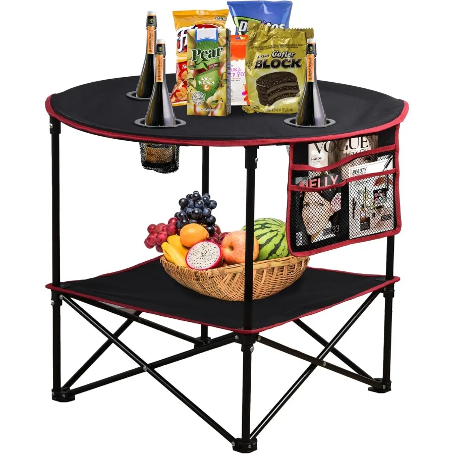 Portable Folding Camping Table with 4 Cup Holders and Side Storage Bag for Outdoor BBQ Fishing Hiking Picnic and Travel Durable
Portable Folding Camping Table with 4 Cup Holders and Side Storage Bag for Outdoor BBQ Fishing Hiking Picnic and Travel Durable
