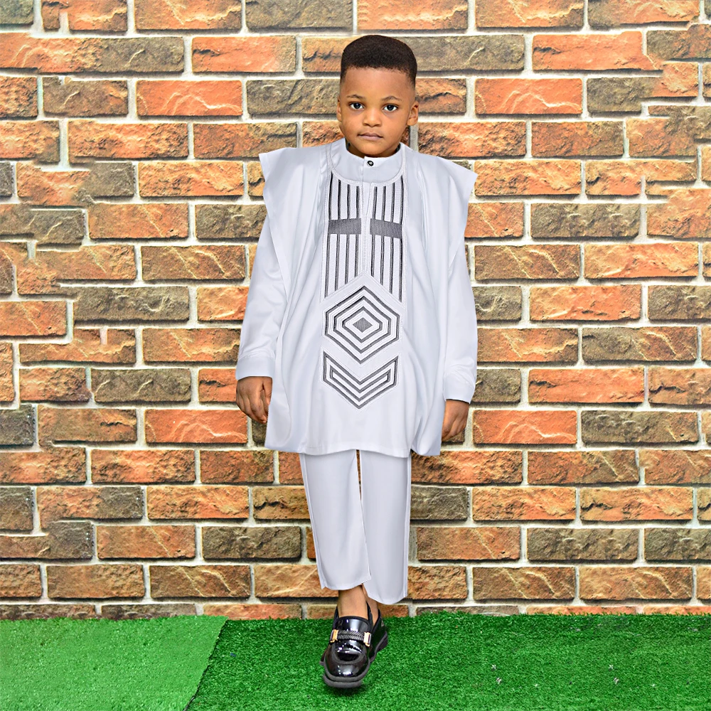 H&D African Tradition Clothes For Kids Boys White Long Sleeve Tops Embroidery Dashiki Robe Shirt Pant Ramadan Trads Wears
H&D African Tradition Clothes For Kids Boys White Long Sleeve Tops Embroidery Dashiki Robe Shirt Pant Ramadan Trads Wears