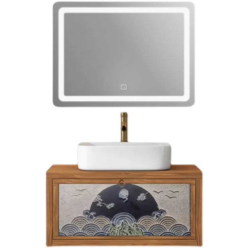 New smart light luxury bathroom cabinet new Chinese relief hand washbasin cabinet washbasin bathroom set
New smart light luxury bathroom cabinet new Chinese relief hand washbasin cabinet washbasin bathroom set