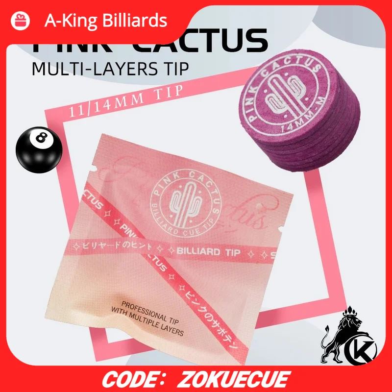PINK CACTUS Pink Pool Cue Tip, S / M / H Tip Made of Multi-layer Pigskin with 11mm/ 14mm for Pool and Snooker Accessories
PINK CACTUS Pink Pool Cue Tip, S / M / H Tip Made of Multi-layer Pigskin with 11mm/ 14mm for Pool and Snooker Accessories