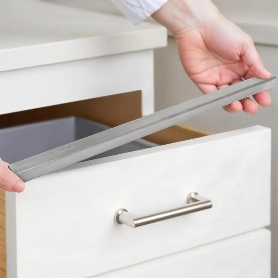Steel Drawer Cap Protects Cabinet Edges from Damage. Slipon Design with 3M Adhesive for a Secure fit. Fits 3 4 Thick or Less Doo
Steel Drawer Cap Protects Cabinet Edges from Damage. Slipon Design with 3M Adhesive for a Secure fit. Fits 3 4 Thick or Less Doo