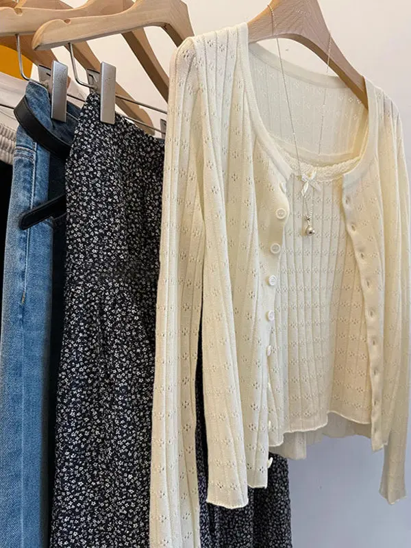 Women's Light Knitted Cardigan Spring Season Sleeveless Outerwear with Strap Dresses Sun Protection Two-Piece Set Knitwear Top
Women's Light Knitted Cardigan Spring Season Sleeveless Outerwear with Strap Dresses Sun Protection Two-Piece Set Knitwear Top
