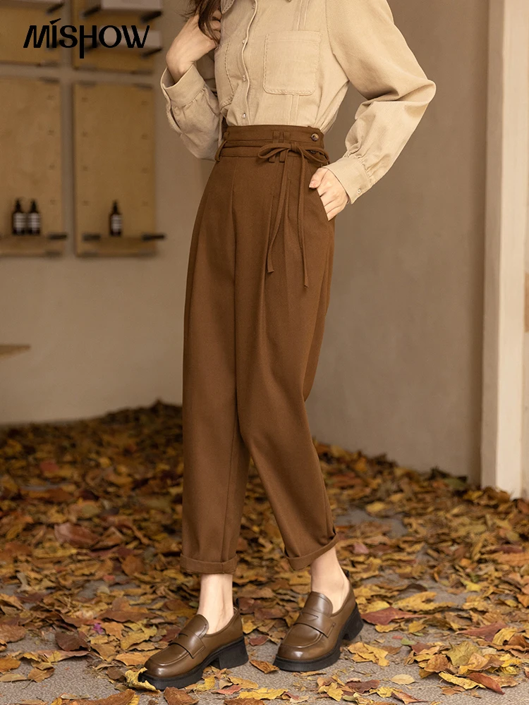 MISHOW Woolen Pants Women 2022 Winter Korean Fashion High Waist Lace Up Trousers Office Lady Female Bottoms Clothes MXB44K0604
MISHOW Woolen Pants Women 2022 Winter Korean Fashion High Waist Lace Up Trousers Office Lady Female Bottoms Clothes MXB44K0604