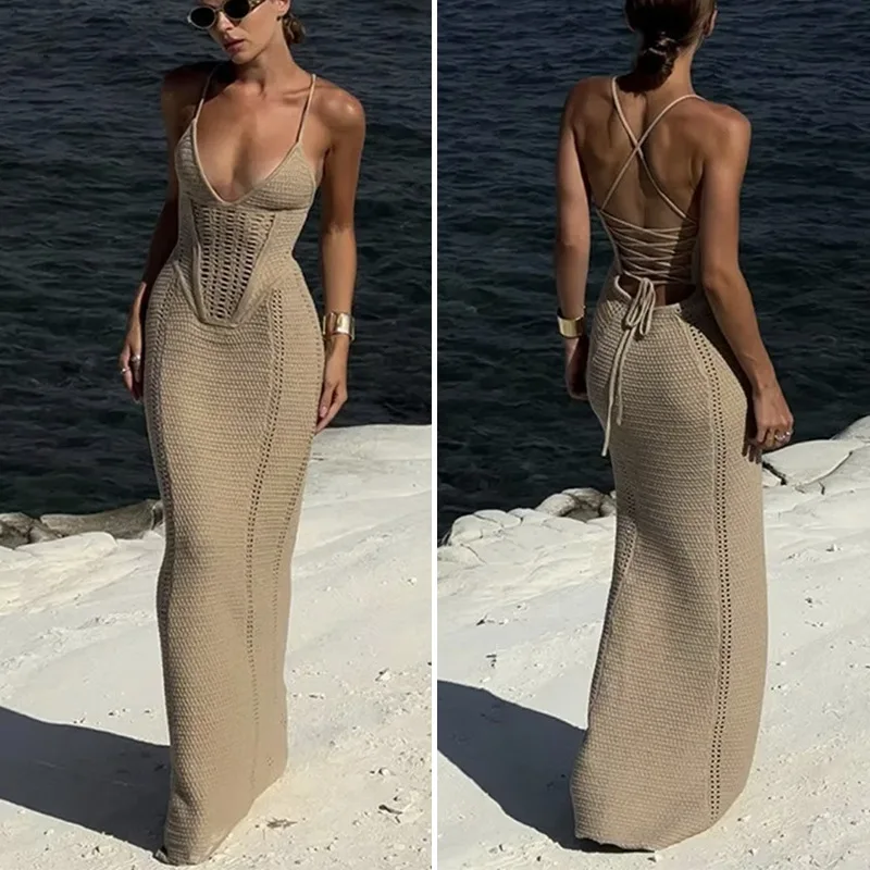 Sexy Spaghetti Strap Hollow Out Maxi Dress Women Chic Sleeveless Backless Bandage Dresses 2026 Lady Vacation Bodycon Beach Gowns
Sexy Spaghetti Strap Hollow Out Maxi Dress Women Chic Sleeveless Backless Bandage Dresses 2026 Lady Vacation Bodycon Beach Gowns